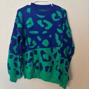 Blue and Green Patterned Men's Sweater